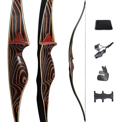 54  Traditional Wooden Long Bow 20-70lb Archery Recurve Bow Hunting Target • $144.75