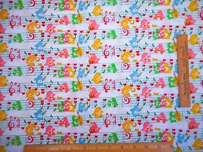 Vintage 1983 Fabric By Half-Yard Care Bears Music Heart Notes White Cotton Blend • $13.59