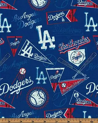 Los Angeles Dodgers Pennants MLB Fabric |100% Cotton|Sold By The Half Yard • $6