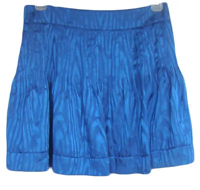 GIANNI BINI 6 Electric Blue Pleated Swirl Print Short Mini Circle Skirt NWOT  • $10.99