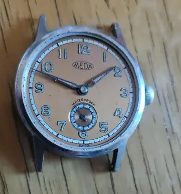 Rare Wartime Meda By Medana Swiss 7j Patented Movement Screwback  Runs Strong • $39.99