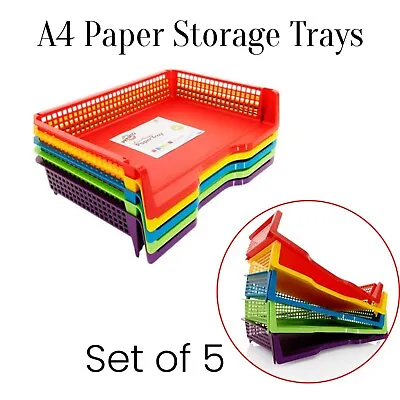 A4 Document Organiser Desk Tidy Paper Storage Tray Office Organiser Trays Holder • £16.19