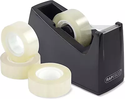 DESKTOP TAPE DISPENSER CELLOTAPE SELLOTAPE HEAVY DUTY WEIGHT HOLDER With 4 Rolls • £10.68