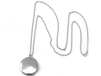 NEW Monica Rich Kosann 1.25  Silver Round Locket 30  Belcher Chain Necklace • $495