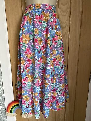 80s Vintage Summer Floral Midi Skirt By Joanna Frances 10-12 So Pretty!  • £12.99