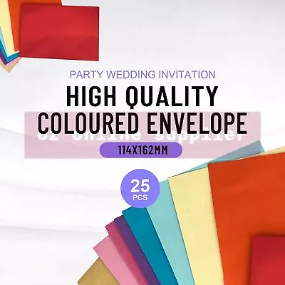 Coloured Envelope Party Wedding Invitation C6 Red Pink Blue Green Yellow • $5.95