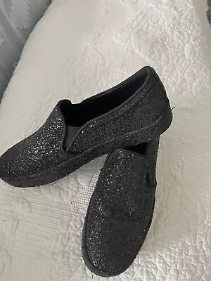 Aldo Womens Black Low Top Round Toe Sparkle Slip On Shoes Flats Size 8.5 • $12