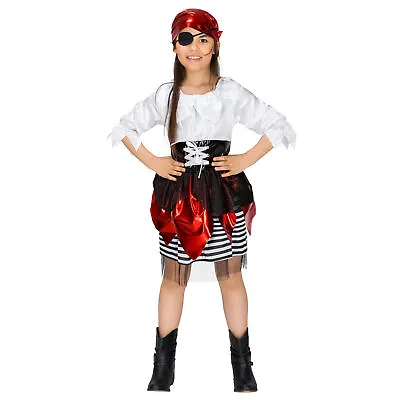 Pirate Costume For Girls | Jack Sparrow Halloween Fancy Dress Outfit Bones Kids • £27.99