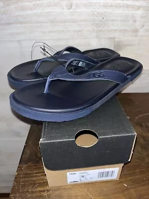 NIB UGG MEN'S BENNISON II FLIP FLOPS THONGS - Dark Sapphire - US Size 9 • $49