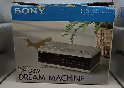 Vintage 1980s Sony Dream Machine FM/AM Digital Alarm Clock Radio ICF-C3W NEW • $89.99