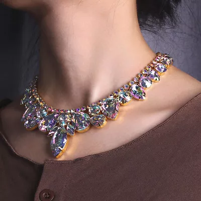 AB Rhinestone Crystal Choker Necklace Wedding Party Prom Necklaces For Women • $29.70