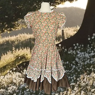 Vintage 60s 70s Malco Modes Dress Size 10 Floral Lace Square Dance Cottagecore • $65