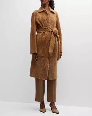 Vince Women's Brown Shearling Long Belted Coat Size Small $4995+ • $750