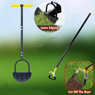 Long Handle Tooth Lawn Edging Shovel Half Moon Edger/Weeding Stirrup Hoe Tool • £25.69