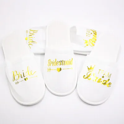 £2.63 • Buy Wedding Party Slippers Gold Glitter Letter Hotel Honor Disposable Shoes Korean 