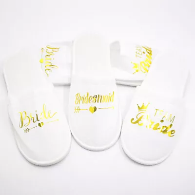 £2.63 • Buy Wedding Party Slippers Gold Glitter Letter Hotel Honor Disposable Shoes Korean 