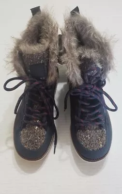 Muk Luks Sigrid Navy Faux Fur Lined Boots Women's US 6 • $24