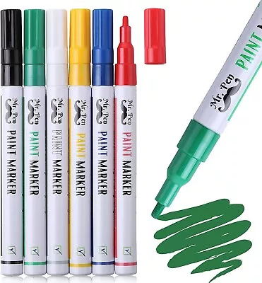 6PCS Paint Markers Set Oil Based For Metal Mix Permanent Colored Pen Fine Point • $6.99