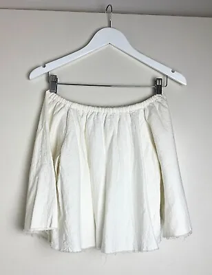 White Cotton [ VIKTORIA & WOODS ] Frayed Bardot Top Made In Australia Size 0 XS • $69.95