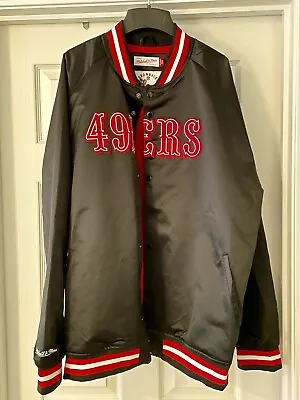 Vintage San Francisco 49ers Black Satin Jacket XXXL Mitchell Ness Starter • $150