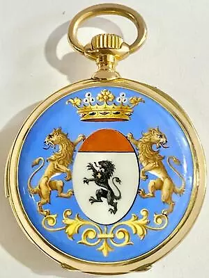 Rare Swiss 18k Gold Minute Repeater Enamel Pocket Watch Retailed By Augere Paris • $10000