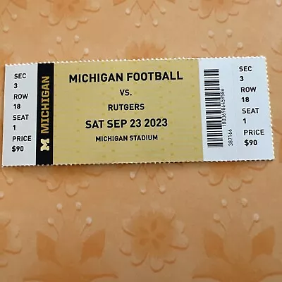 1 Unused Michigan Wolverines VS Rutgers Ticket Stub Sept. 23 2023 • $5.99