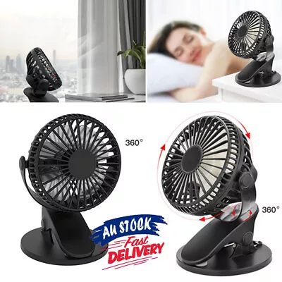 360° Mini Fan Travel USB Rechargeable Clip On Desk Pram Car Travel Cooler New • $18.99