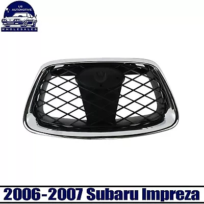 New Front Center Grille Chrome Shell Black Insert For 2006-2007 Subaru Impreza • $80.81