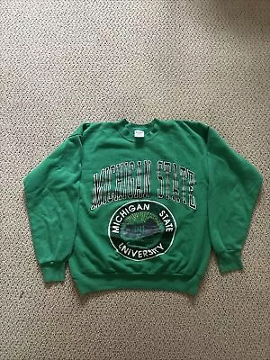 Vintage Michigan State University Green Crewneck Sweatshirt Size XL School Seal • $25