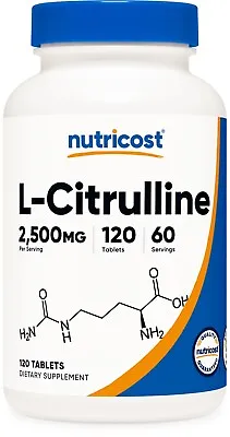 Nutricost L-Citrulline 2500mg Per Serving 60 Servings 1250mg Per Tab 120 Tabs • $19.98