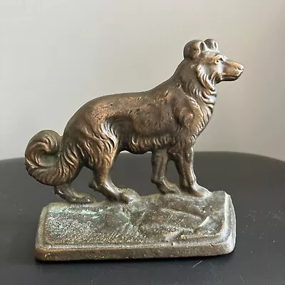 Heavy Vintage Solid Bronze Collie Dog Bookend Doorstop 5 1/2  X 4 3/4  Lassie • $24.99