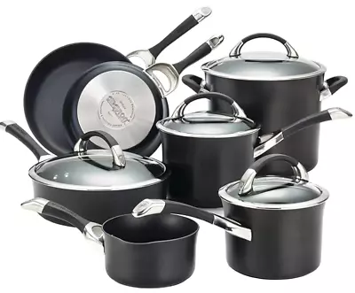 Circulon Symmetry Hard Anodised Non Stick 11 Piece Cookware Set Black • $500