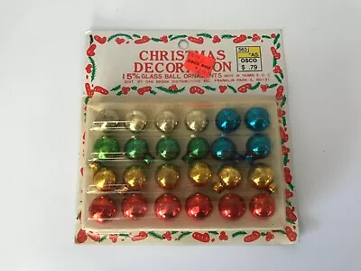 Vintage 15mm Multicolor Mercury Glass Tiny Christmas Ornaments Original Package • $14.99