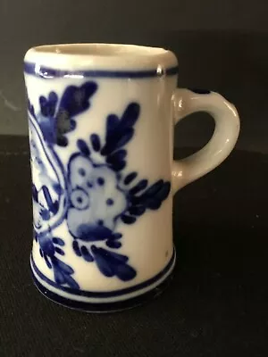 Vintage Delft Blue Mini Mug Stein Toothpick Holder Hand Painted Holland Windmill • $9