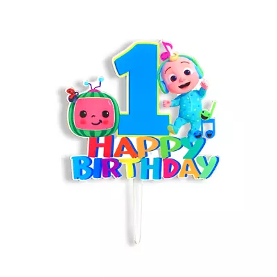 Acrylic Cake Topper Cocomelon 1st Happy Birthday Design Children Kids Party Deco • £5.99