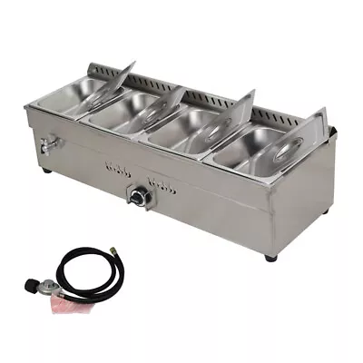 TECHTONGDA 45'' 4-Pan LP GAS Food Warmer Steam Table W/ Pressure Relief Valve • $430.52