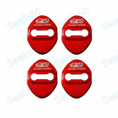 Stainless Steel Car Door Lock Protective Cover Case Sticker 4pcs For Mugen Red 2 • $34.90