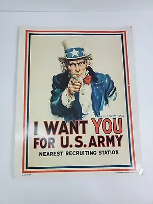 Vintage Army Poster I Want You For US Army Government Printing Office 1985 • $9.99