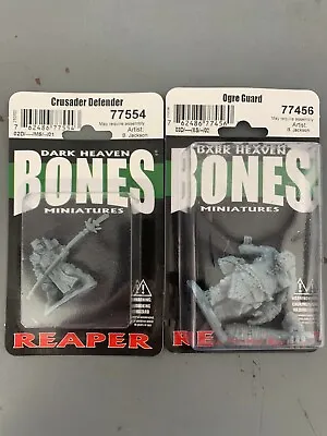 Reaper Bones Pack: Ogre Guard (77456) And Crusader Defender (Spear) 77554 • $7.99