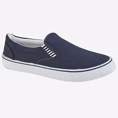 Dek Yachtsman Slip-On Mens Deck Plimsol Canvas Shoes Trainers Navy • £12.34