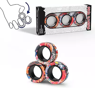 Magnetic Rings Fidget Toy Set Idea ADHD Fidget Toys Adult Fidget Magnets Spinn • $17.86