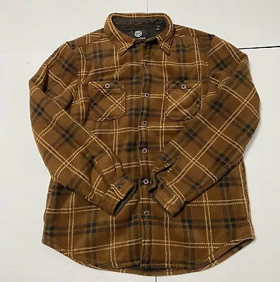 Weatherproof Mens Large Brown Plaid Sherpa Lined Shacket Shirt Jacket Button Up • $11.47