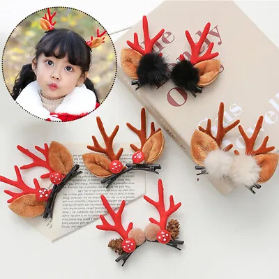 Kids Deer Antlers Hair Clips Christmas Tiara Flower Hairpin Kids Cute Headwear • $0.73