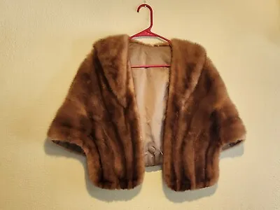 Vintage Fur  Women's Shoulder Wrap Shawl Natural Brown Mink • $41.25