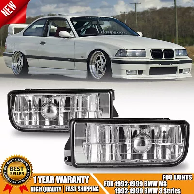 Fog Lights For 92-99 BMW E36/M3 3 Series Clear Glass Lens With Bulbs H1 55W Pair • $32.99