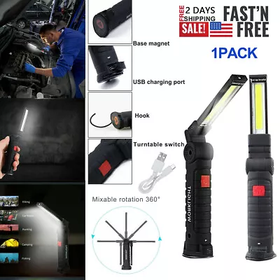 Foldable COB LED Slim Work Light Car Mechanic Torch Inspection Lamp Rechargeable • $9.29