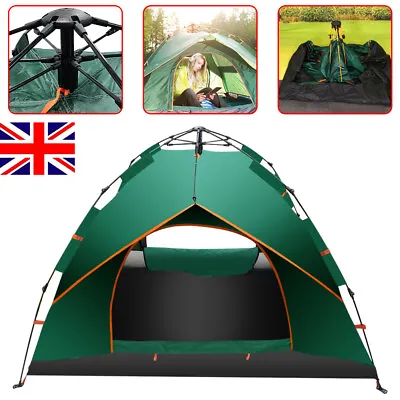 3-4 Man  Automatic Instant Open Camping Tent Waterproof Windproof Outdoor W/ Bag • £22.99