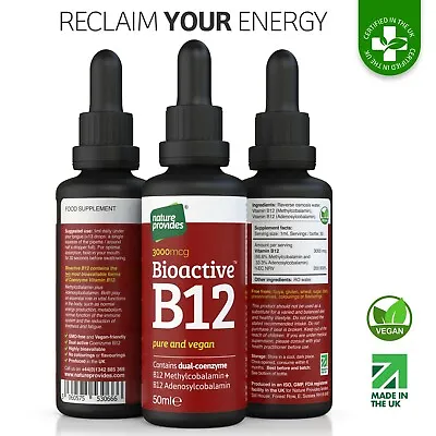 £25 • Buy Bioactive B12 3,000mcg Liquid Vitamin (50ml) METHYLCOBALAMIN + ADENOSYLCOBALAMIN