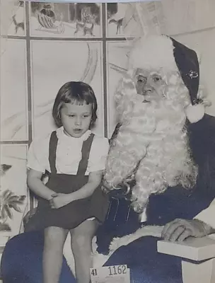 Vintage Christmas Photo Girl Santa's Lap Department Store B/W Photograph • $7.49