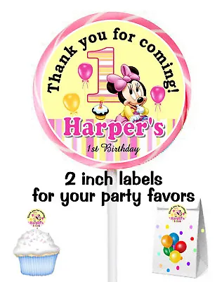 20 MINNIE MOUSE 1ST BIRTHDAY PARTY FAVORS STICKERS LABELS For  Your Favors • $5.99